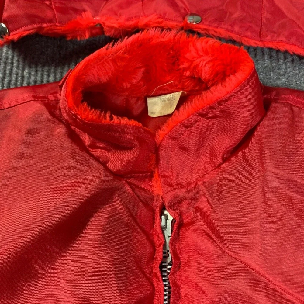 VTG Great‎ Lakes Jacket Mens XL Red Belted Gernal Motors Mens Club Parka Nylon - Picture 3 of 16